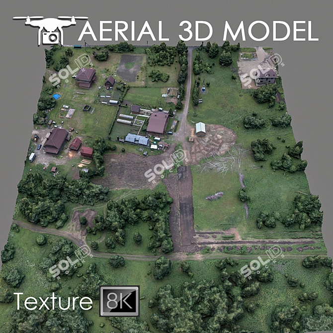 High-quality Aerial 3D Terrain 3D model image 2