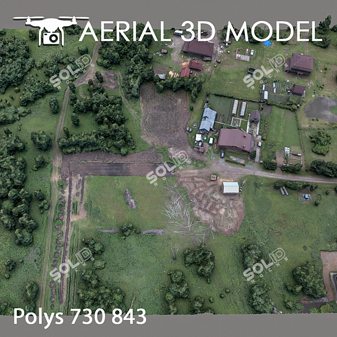 High-quality Aerial 3D Terrain 3D model image 3