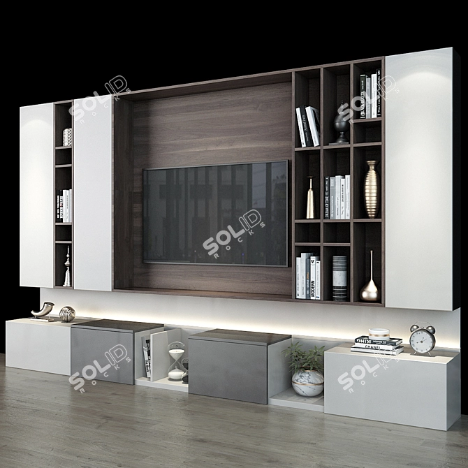 Modern TV Wall Set 0150: Timeless Elegance 3D model image 2