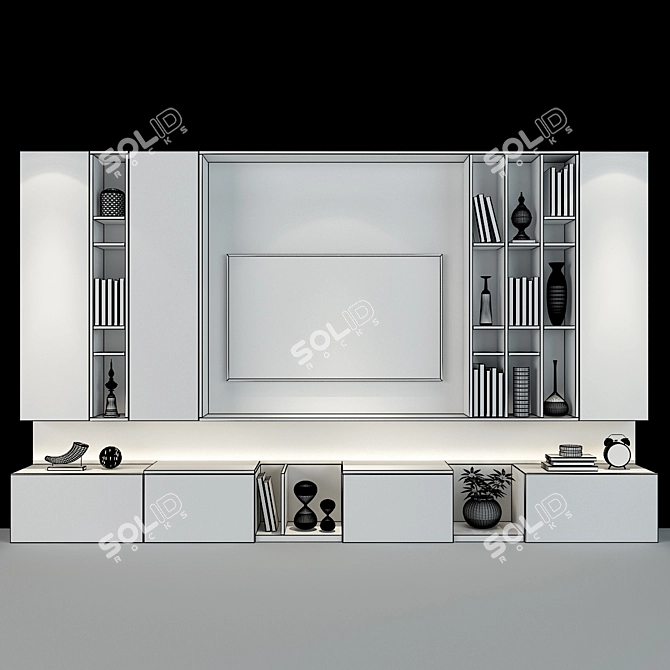 Modern TV Wall Set 0150: Timeless Elegance 3D model image 3