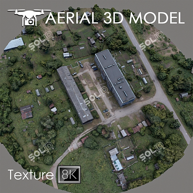 Aerial Landscape Scan: Industrial Area 3D model image 1