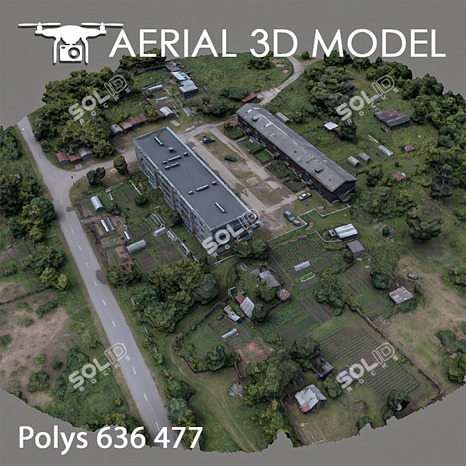 Aerial Landscape Scan: Industrial Area 3D model image 3