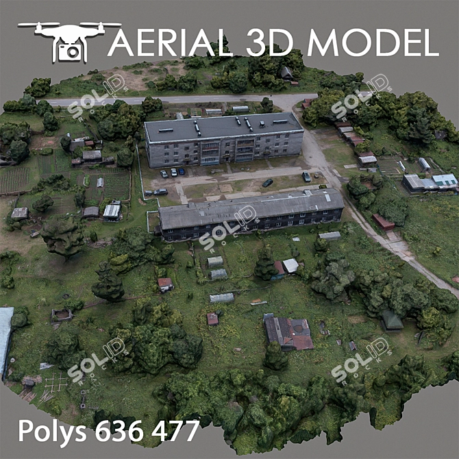 Aerial Landscape Scan: Industrial Area 3D model image 4