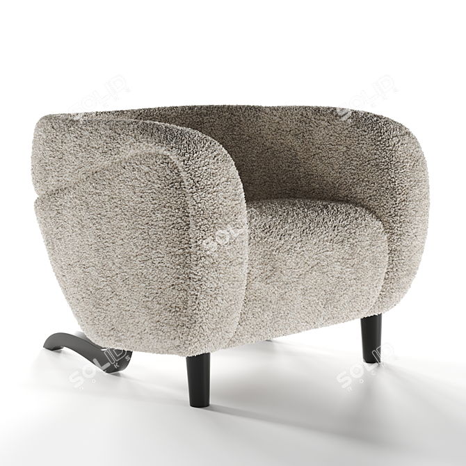 Elegant White Boucle Club Chair 3D model image 1