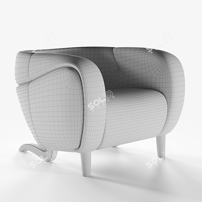 Elegant White Boucle Club Chair 3D model image 3