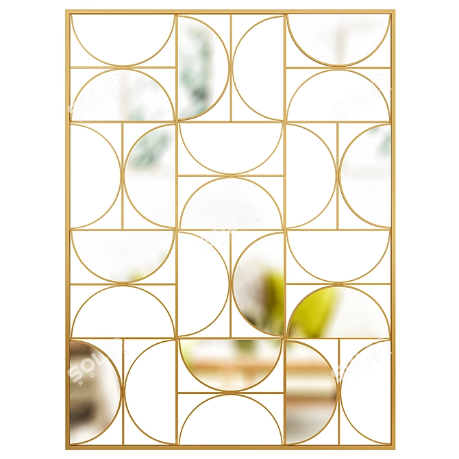 Luxurious Gold Metal Mirror Wall Art 3D model image 1