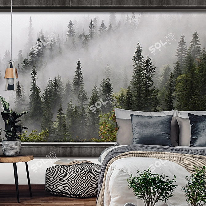 Nature's Escape: Designer Wallpaper Frame 3D model image 4