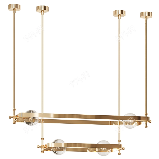 Luxury Brass & Glass Ceiling Lamp 3D model image 1