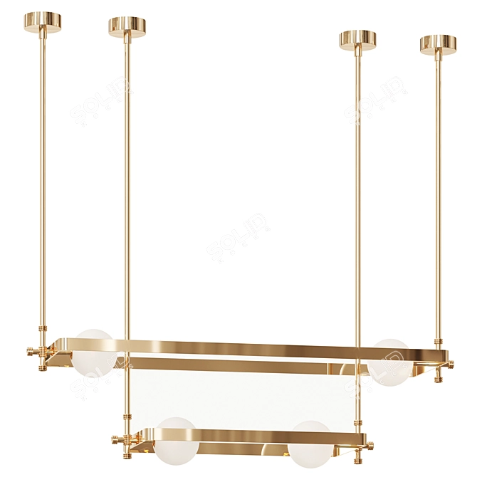 Luxury Brass & Glass Ceiling Lamp 3D model image 2