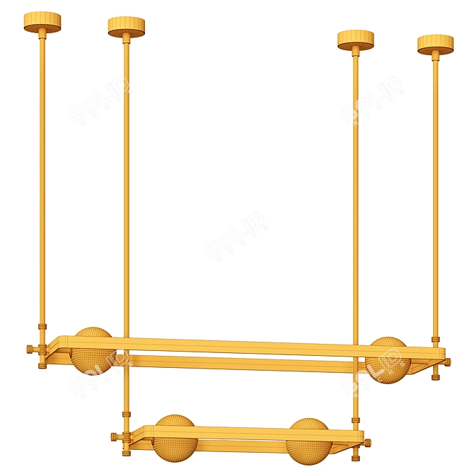 Luxury Brass & Glass Ceiling Lamp 3D model image 3