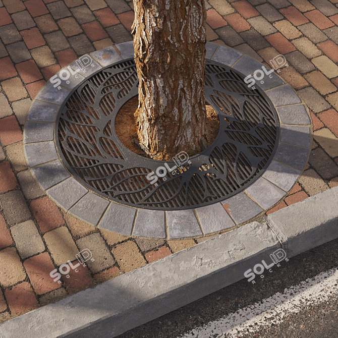 Stylish Tree Grate: Enhance Tree Surroundings! 3D model image 2