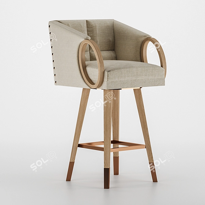 Modern Rustic Bar Stool 3D model image 1