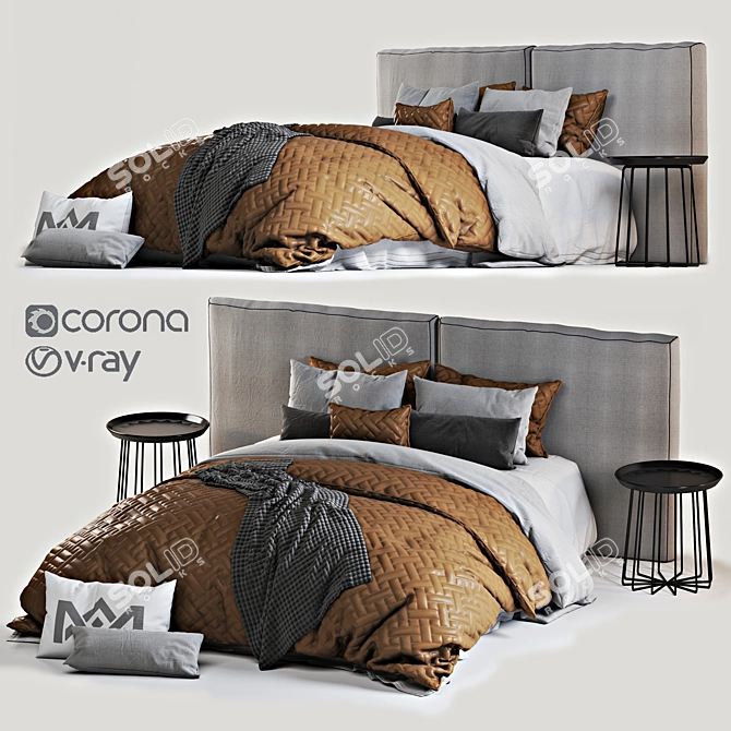 Luxury Dream Bed: Unwind in Style 3D model image 3