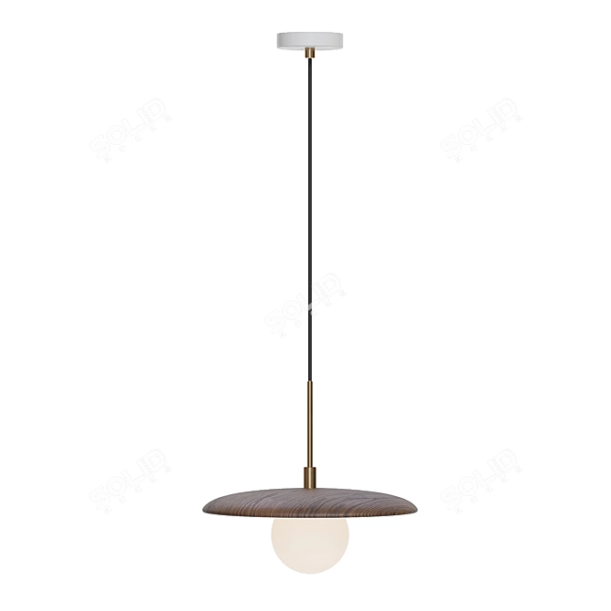 Wooden Pendant Lamp with Norvik Lampshade 3D model image 2