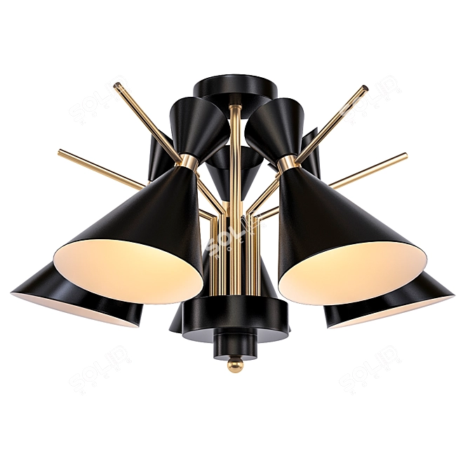 Elegant Adjustable Horn Chandelier 3D model image 1
