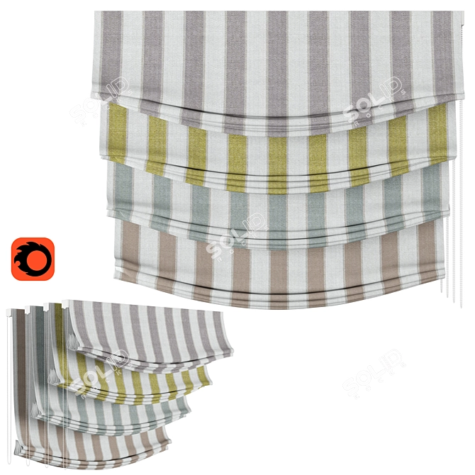 LOGANOVA Roman Curtains 3D model image 1