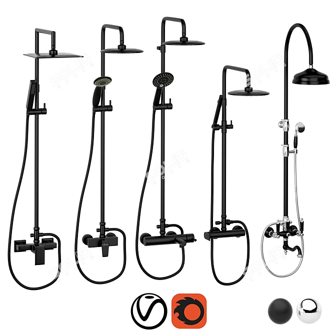 Luxury Cezares Shower Set 3D model image 1