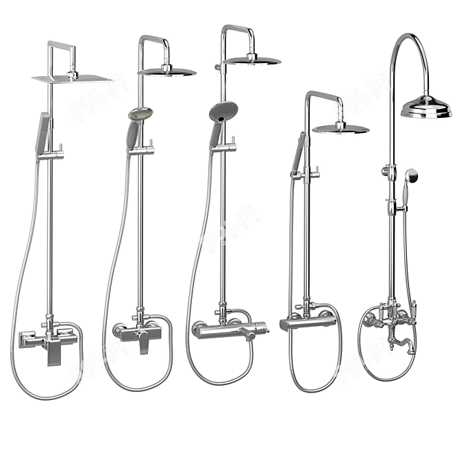 Luxury Cezares Shower Set 3D model image 2