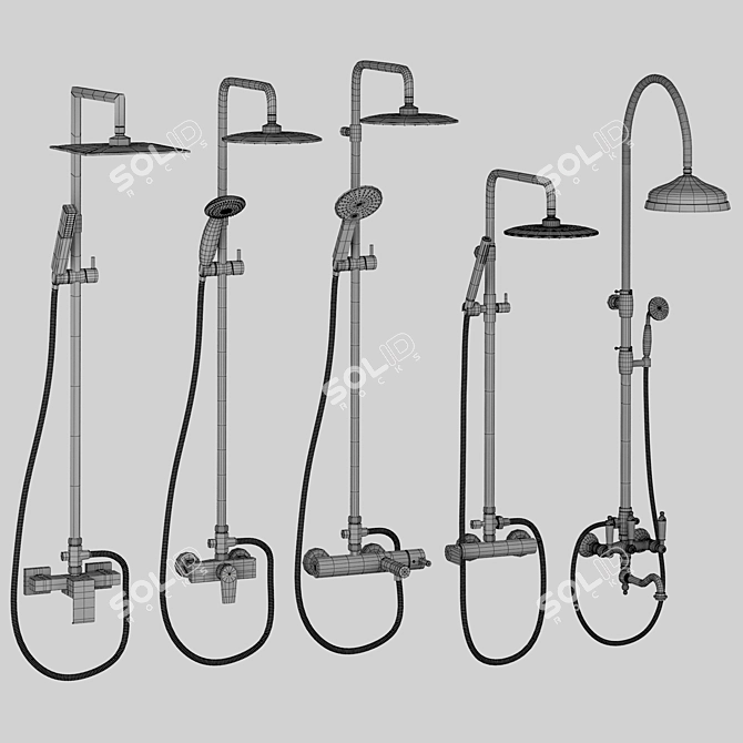Luxury Cezares Shower Set 3D model image 5