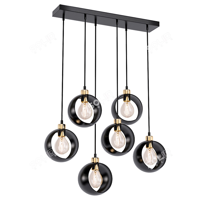 Industrial Pendant Light with Metal Shades 3D model image 1
