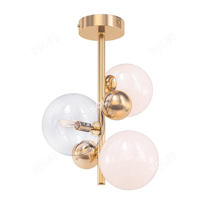Moderno Glass and Metal Ceiling Light 3D model image 1