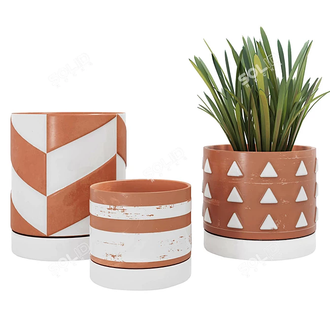 Modern Geometric Vases 3D model image 4