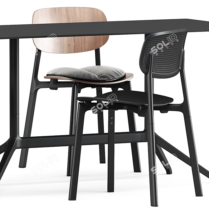 Sleek Seating Set: Colander Chair, Wood Chair, & Elephant Table 3D model image 3