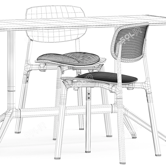 Sleek Seating Set: Colander Chair, Wood Chair, & Elephant Table 3D model image 5