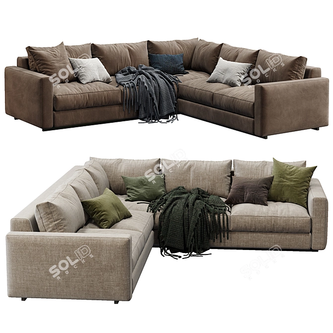 Sleek 2-Color Ferlea Sofa 3D model image 1