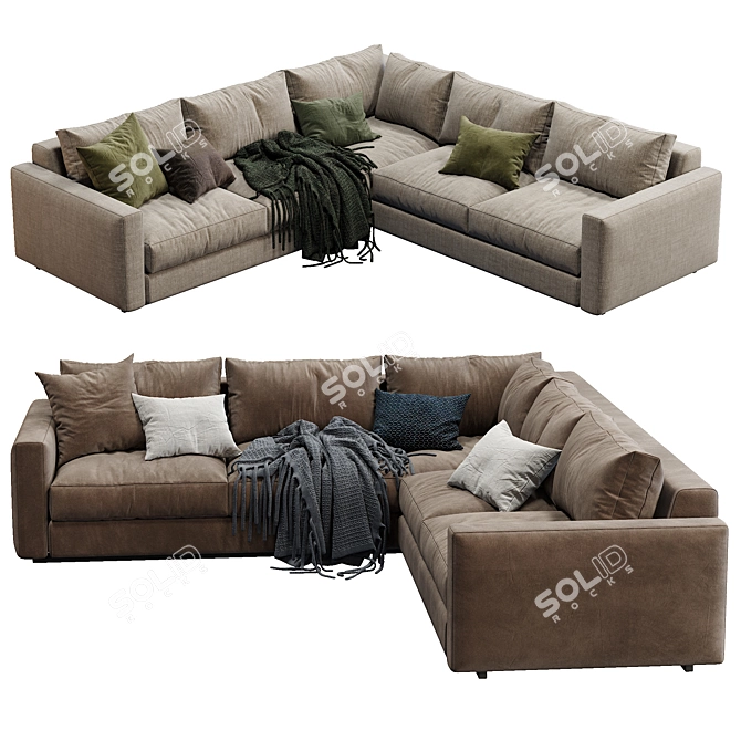 Sleek 2-Color Ferlea Sofa 3D model image 3