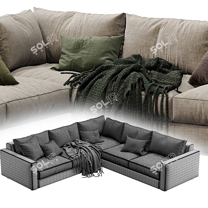 Sleek 2-Color Ferlea Sofa 3D model image 5