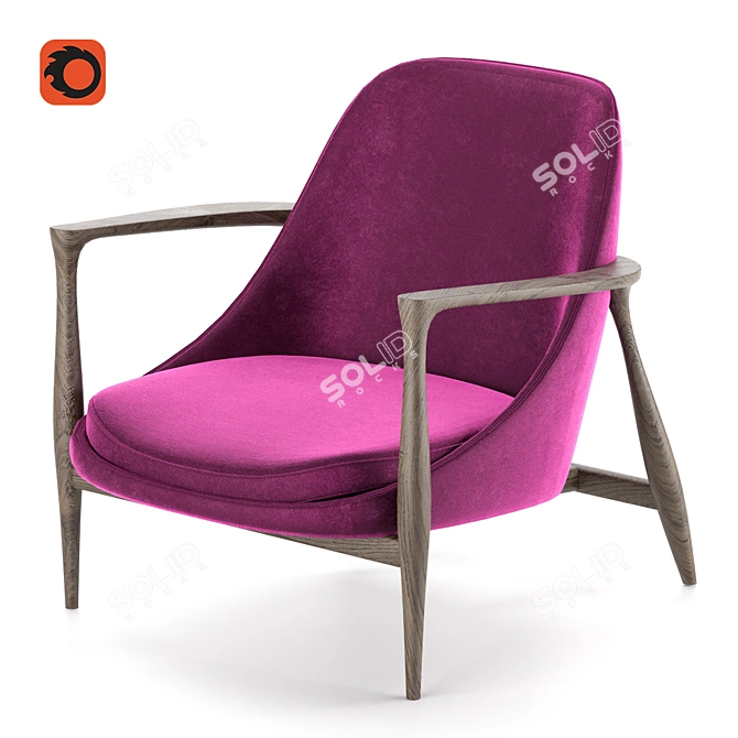 Cozy Velvet Armchair 3D model image 1