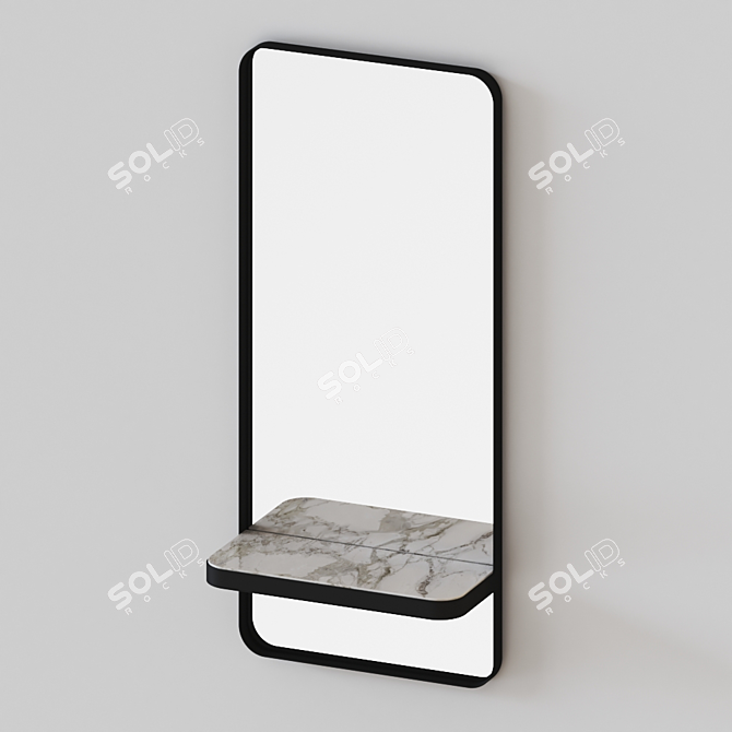 Sutton Mirror: Sleek Gun Metal Frame with Marble Shelf 3D model image 1