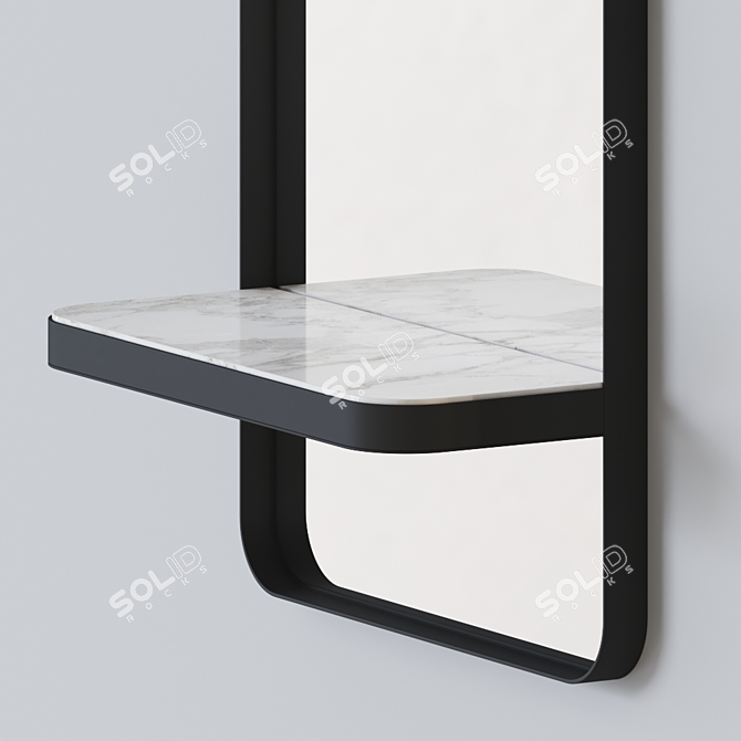 Sutton Mirror: Sleek Gun Metal Frame with Marble Shelf 3D model image 2