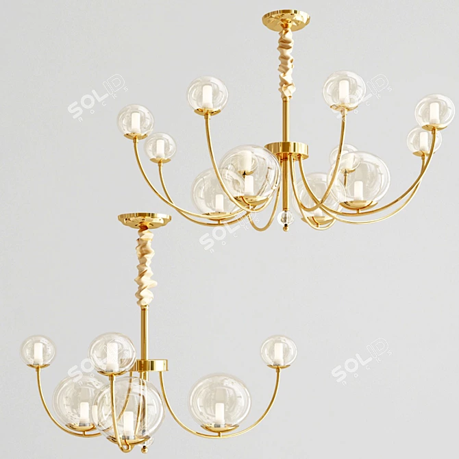 Loreta: Elegant Brass LED Chandelier 3D model image 1