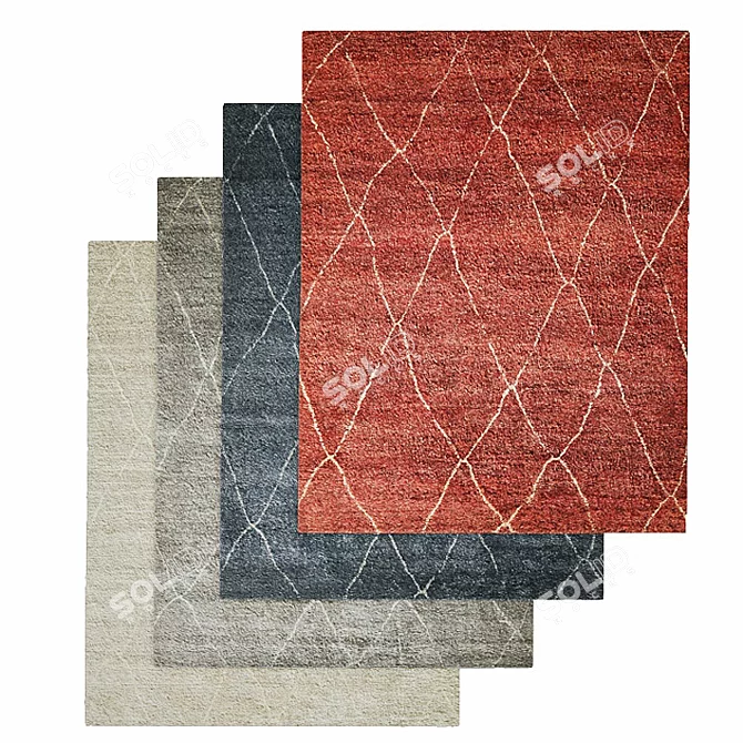 Moroccan Wool Shag Rug: Hand-Knotted Elegance 3D model image 1