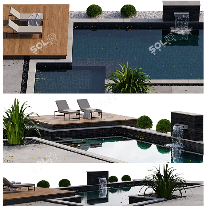 Modern Pool Design, V-Ray/Corona Compatible 3D model image 2