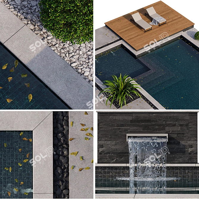 Modern Pool Design, V-Ray/Corona Compatible 3D model image 4