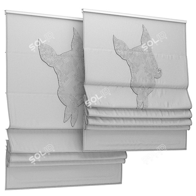 Playful Roman Blind 81: Perfect for the Children's Room 3D model image 3