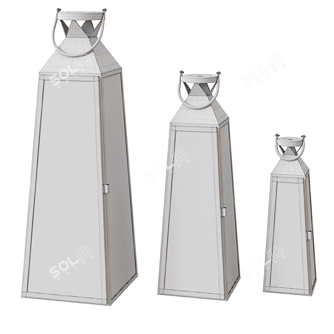 Elegant Decorative Lantern Trio 3D model image 5
