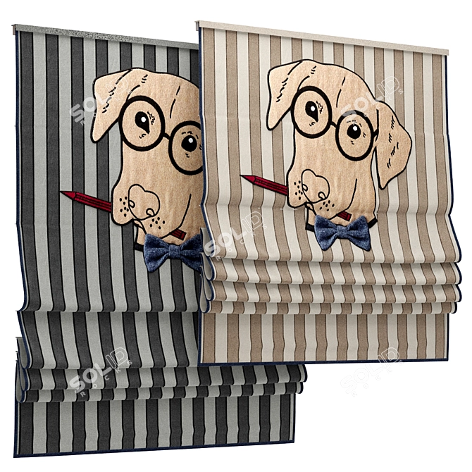 Playful Roman Blind for Kids' Room 3D model image 1