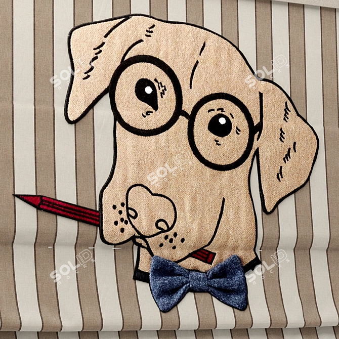 Playful Roman Blind for Kids' Room 3D model image 2