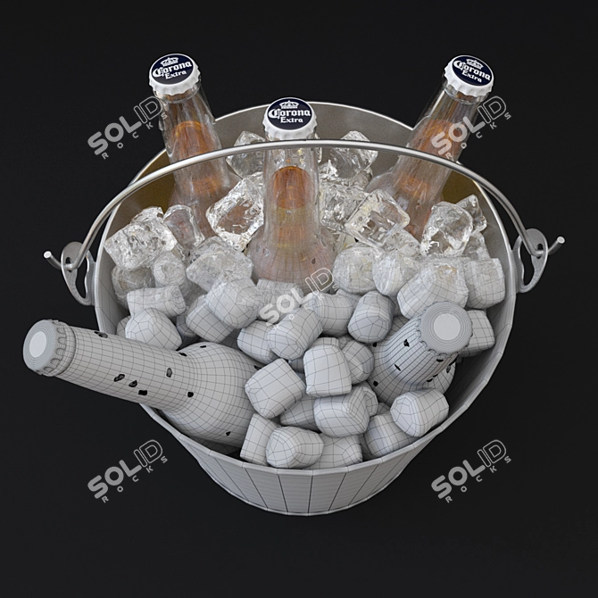 Ice-Cold Refreshment: Corona Extra Beer Bucket 3D model image 2