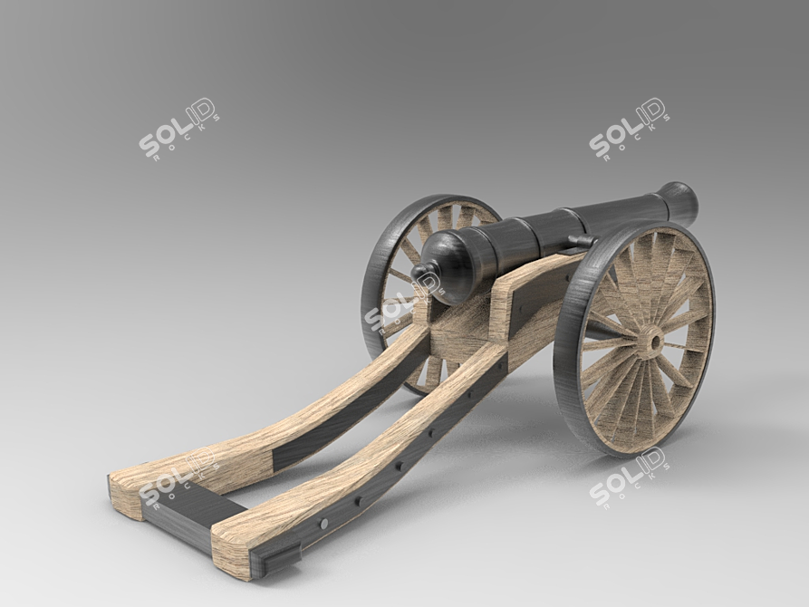Vintage Field Cannon 3D model image 2