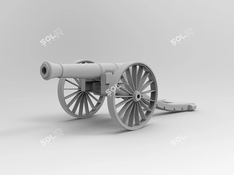 Vintage Field Cannon 3D model image 3