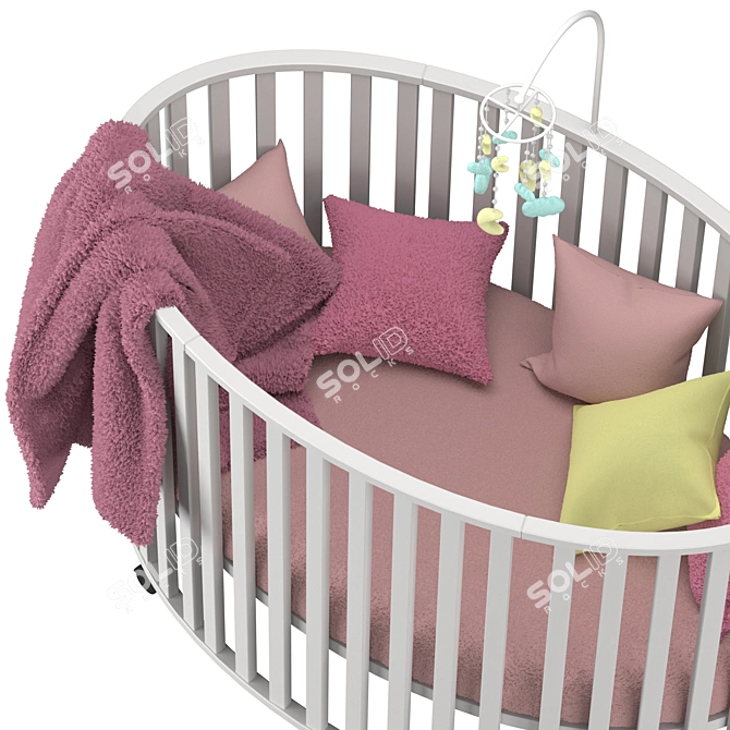 Oval Baby Bed: 1200x1300x750 3D model image 2