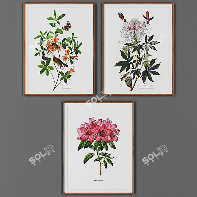 Wooden Frame Trio: Art Collection 3D model image 1