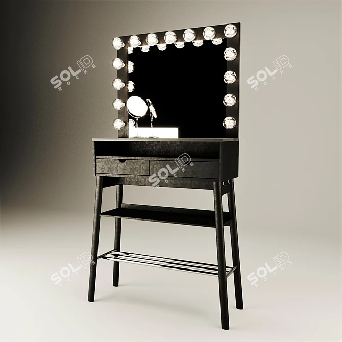 Glow Makeup Vanity - Elegant Table with Illuminated Mirror 3D model image 3