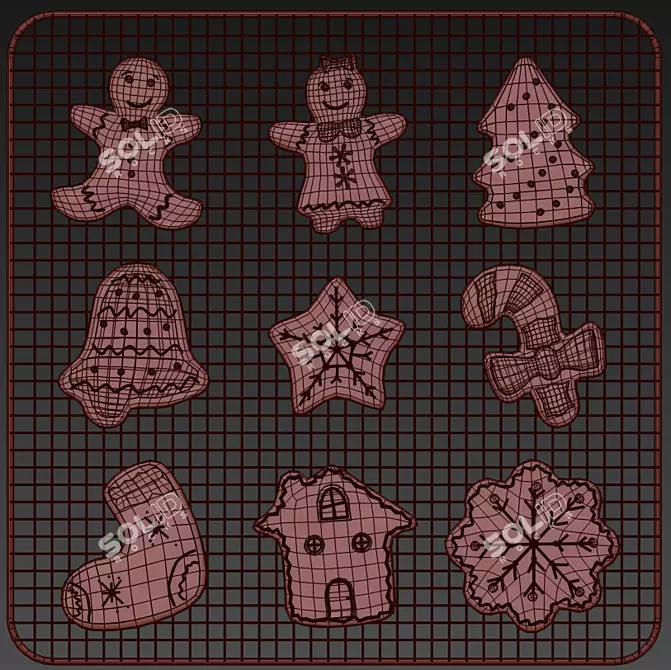  Festive Gingerbread Baking Set 3D model image 3