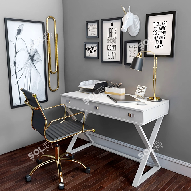 Sleek Office Furniture Set 3D model image 1